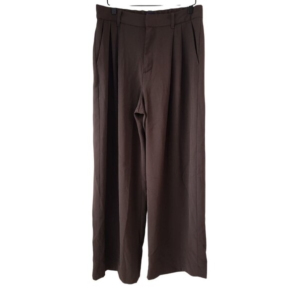 Gap 360 High Rise Trousers Chocolate Brown Wide Leg Career Women's 10 - Picture 2 of 9